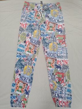 Chalktalk Graphic Hockey Print Jogger Pants in Multicolor